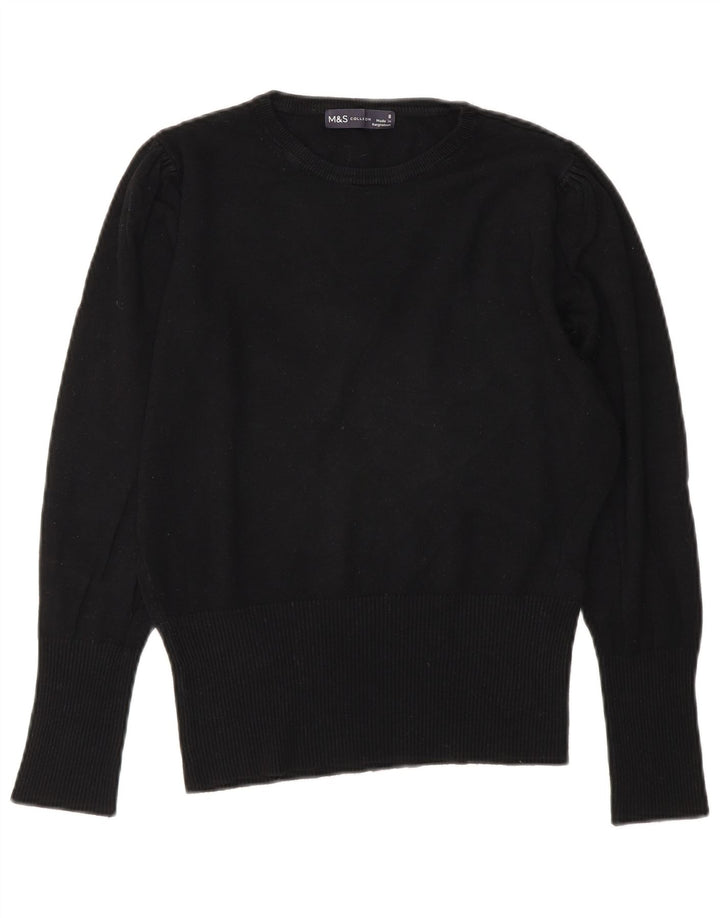 Marks & Spencer Womens Boat Neck Jumper Sweater UK 8 Small Black Viscose