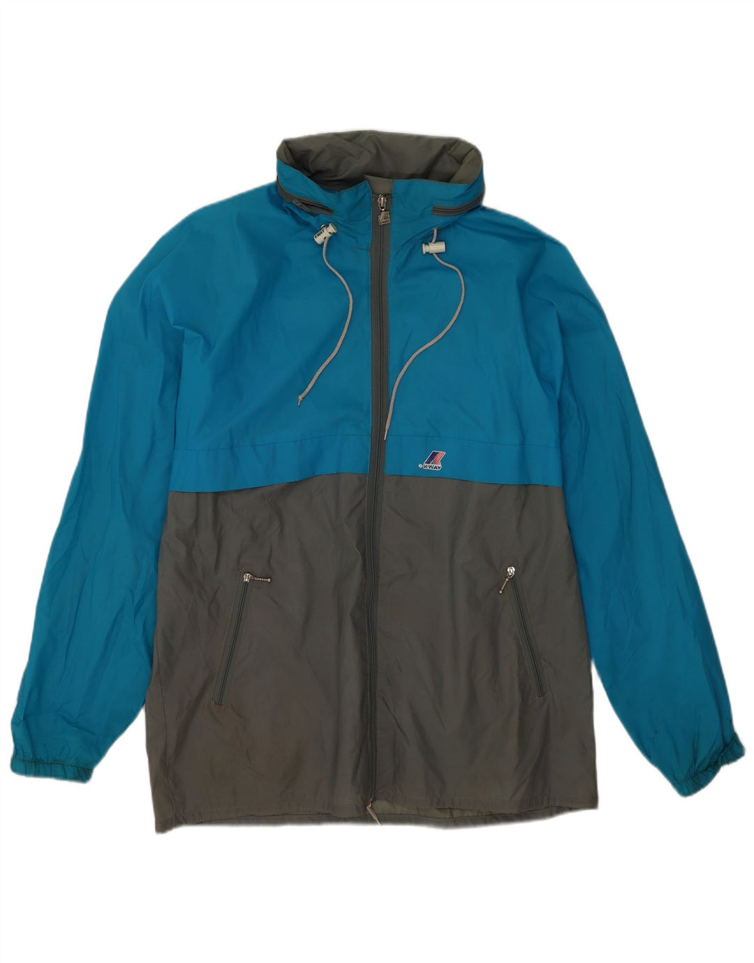 K-Way Mens Rain Jacket UK 40 Large Blue Colourblock Polyamide