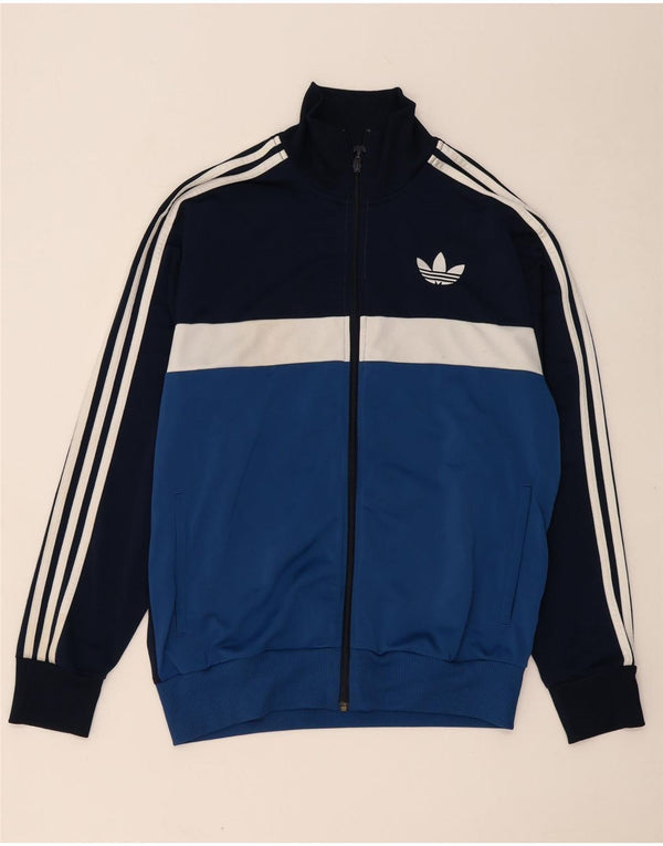 ADIDAS Mens Tracksuit Top Jacket Medium Navy Blue Colourblock Polyester