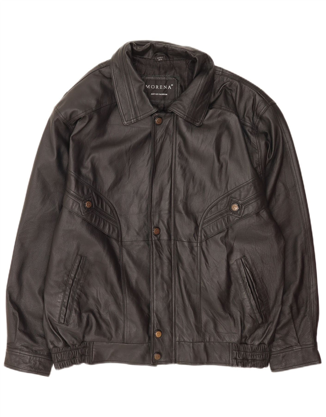 Morena Mens Leather Jacket UK 42 XL Black Leather