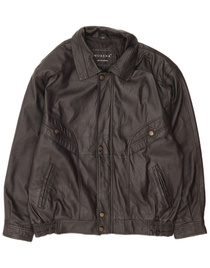 Morena Mens Leather Jacket UK 42 XL Black Leather