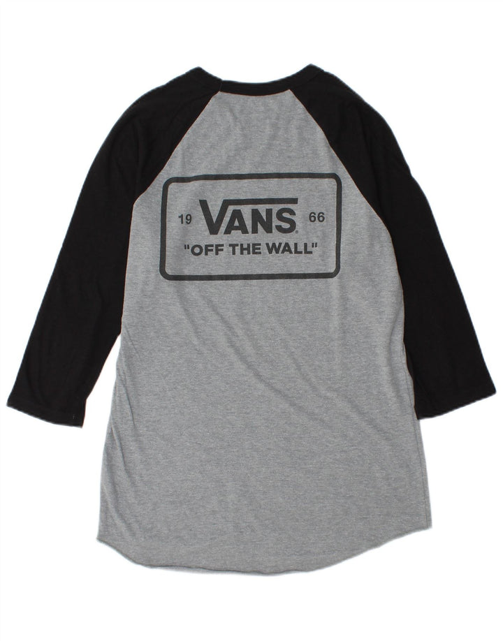 Vans Mens Graphic Top 3/4 Sleeve Small Grey Cotton