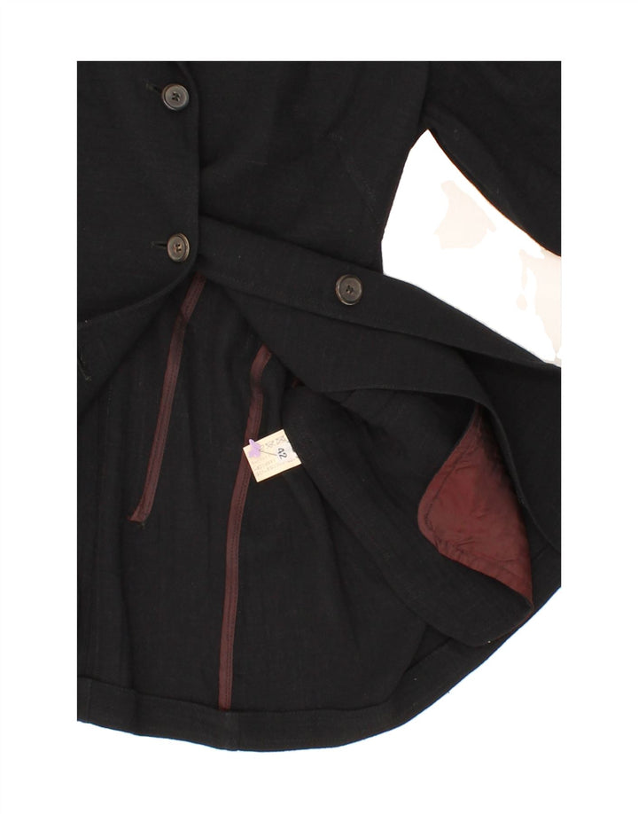 TRUSSARDI Womens 3 Button Blazer Jacket IT 42 Medium Black Viscose Vintage Trussardi and Second-Hand Trussardi from Messina Hembry 