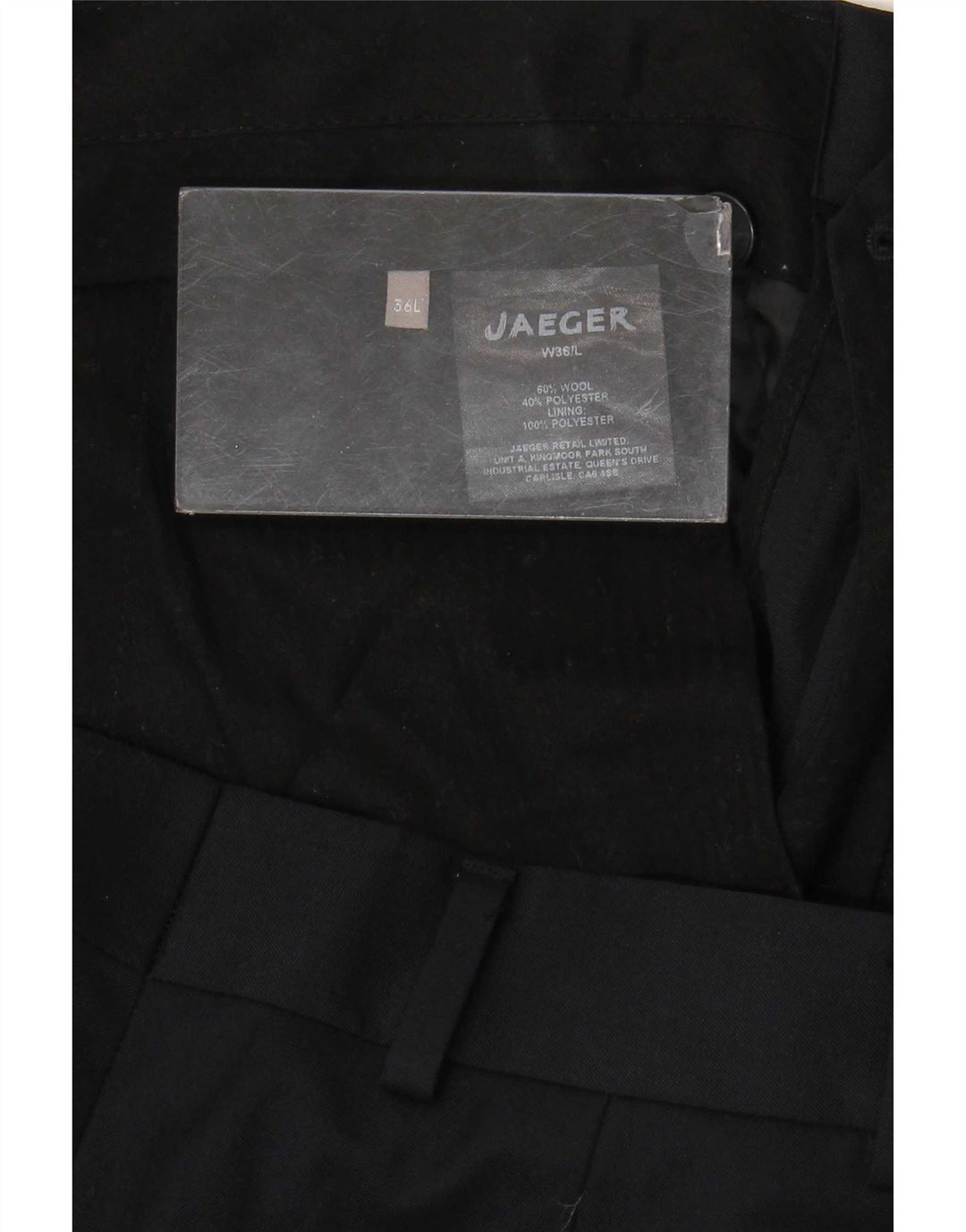 Jaeger Mens Straight Casual Trousers W36 L33 Navy Blue Wool