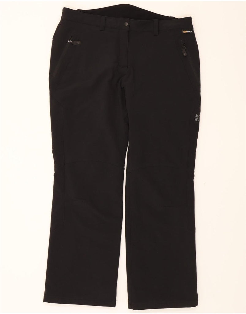 JACK WOLFSKIN Womens Graphic Windbreaker Trousers EU 22 2XL W36 L30 Black Vintage Jack Wolfskin and Second-Hand Jack Wolfskin from Messina Hembry 