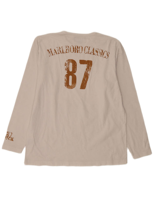 Marlboro Classics Mens Graphic Top Long Sleeve XL White Cotton