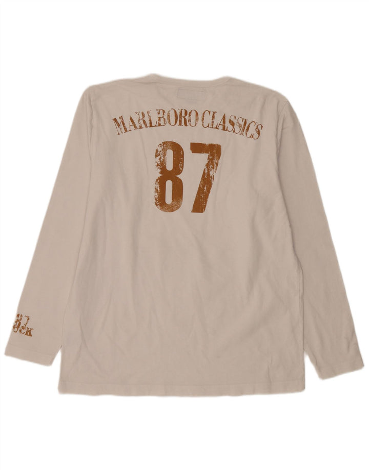 Marlboro Classics Mens Graphic Top Long Sleeve XL White Cotton