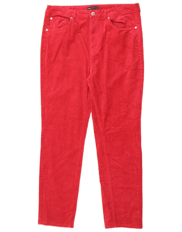 Marks & Spencer Womens High Waist Corduroy Trousers UK 18 XL W34 L29 Red