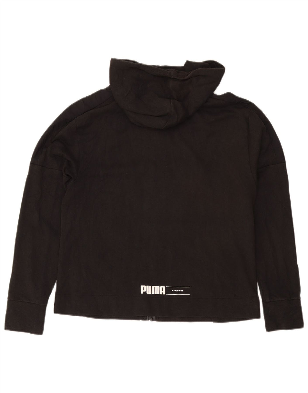 Puma Womens Zip Hoodie Sweater UK 14 Medium Grey Cotton