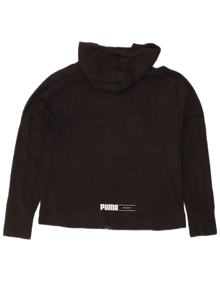 Puma Womens Zip Hoodie Sweater UK 14 Medium Grey Cotton