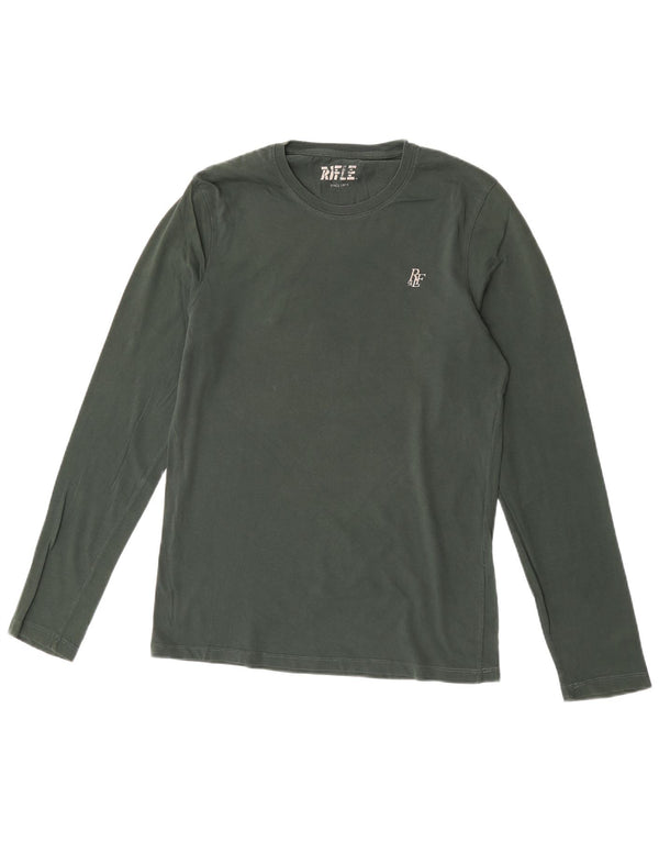 Rifle Mens Top Long Sleeve Small Green Cotton