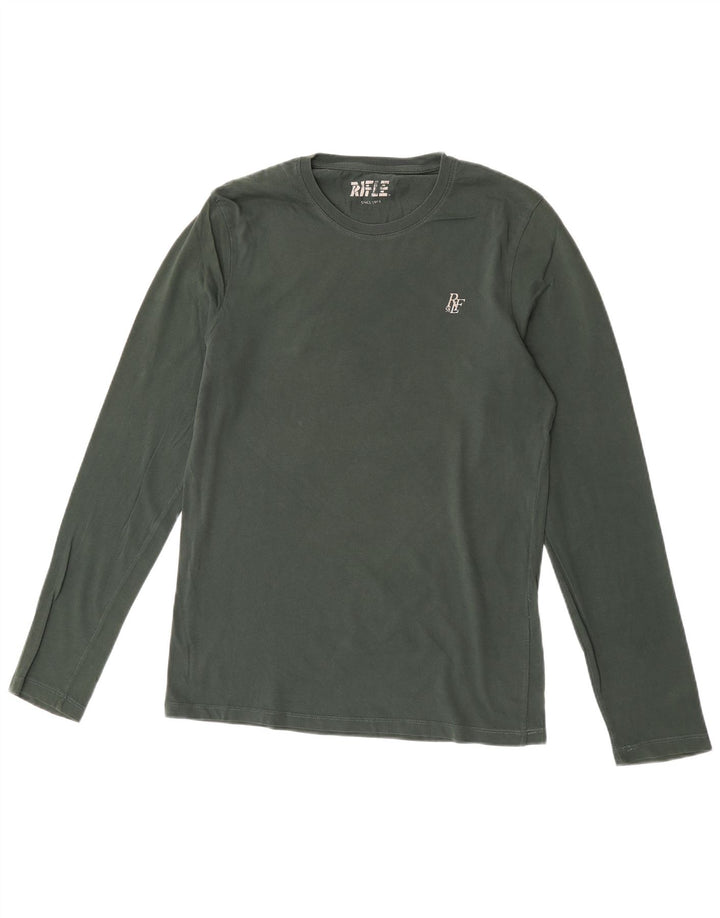 Rifle Mens Top Long Sleeve Small Green Cotton
