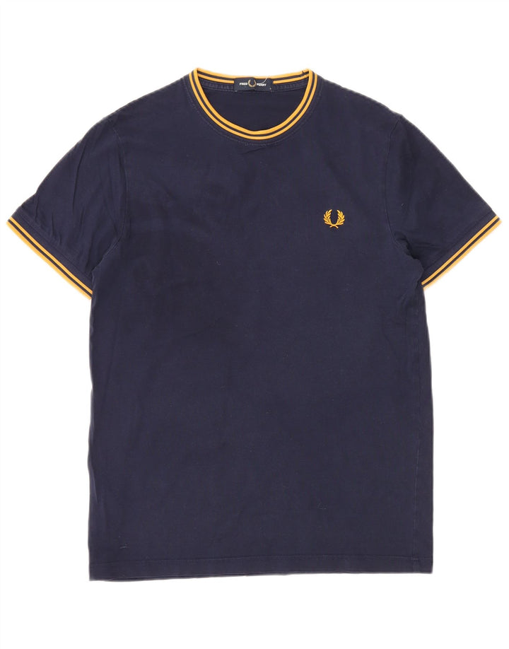Fred Perry Mens T-Shirt Top Small Navy Blue Cotton