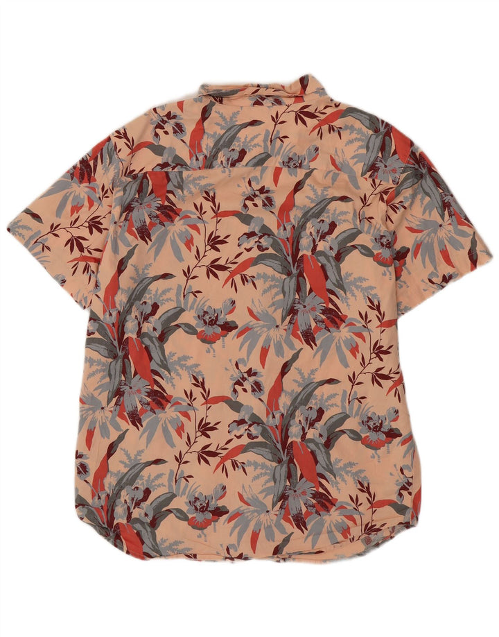 Columbia Mens Short Sleeve Shirt Medium Pink Floral Cotton