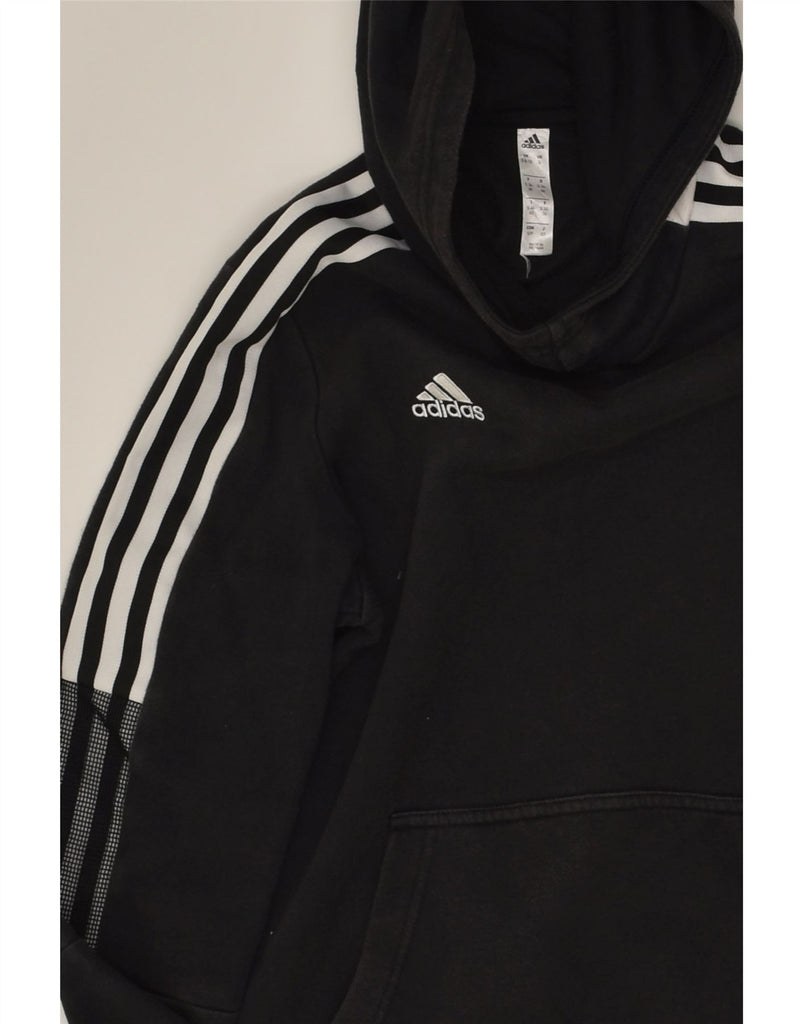 ADIDAS Womens Graphic Hoodie Jumper UK 8/10 Small Black Cotton | Vintage Adidas | Thrift | Second-Hand Adidas | Used Clothing | Messina Hembry 