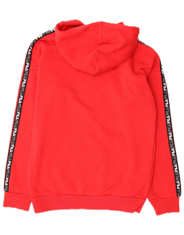 Fila Womens Graphic Oversized Hoodie Jumper UK 2 2XS Red Colourblock Cotton