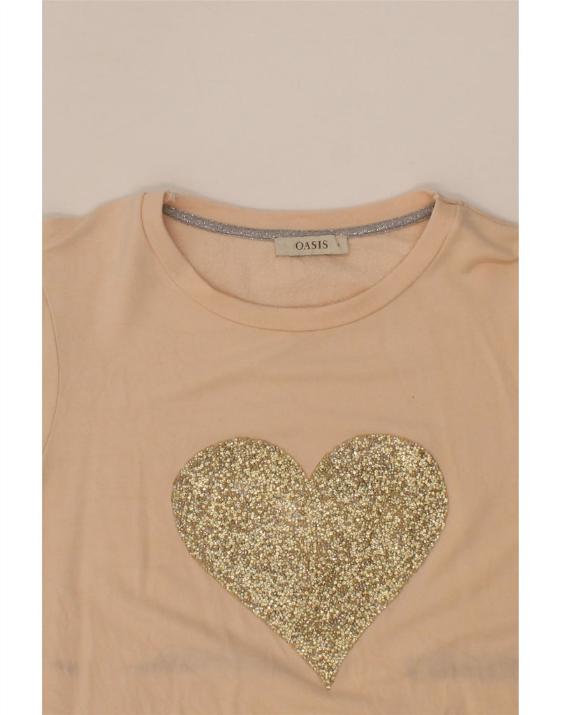 OASIS Womens Graphic Hoodie Jumper UK 16 Large Pink Cotton Heart Vintage Oasis and Second-Hand Oasis from Messina Hembry 