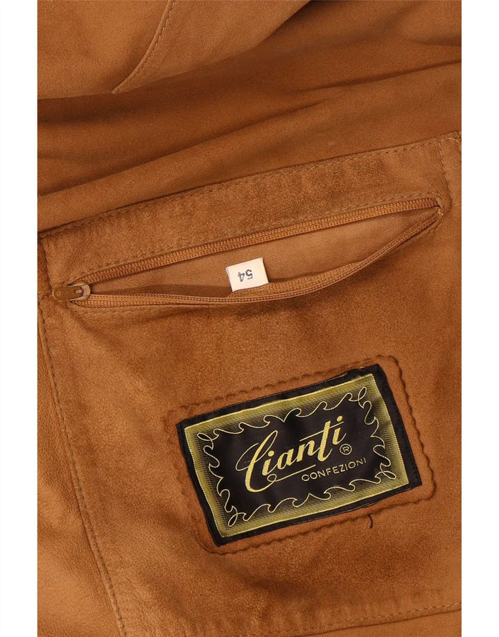 Vintage Mens Suede Jacket IT 54 2XL Beige