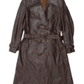 Vintage Womens Double Breasted Leather Coat IT 52 2XL Brown