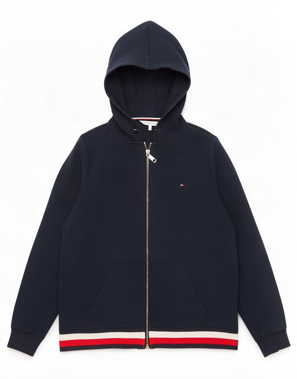 Tommy Hilfiger Womens Zip Hoodie Sweater UK 14 Medium Navy Blue Colourblock