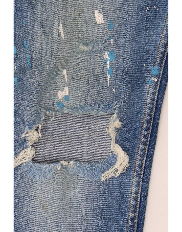 Zara Mens Distressed Slim Jeans EU 38 Small W30 L30 Blue Cotton