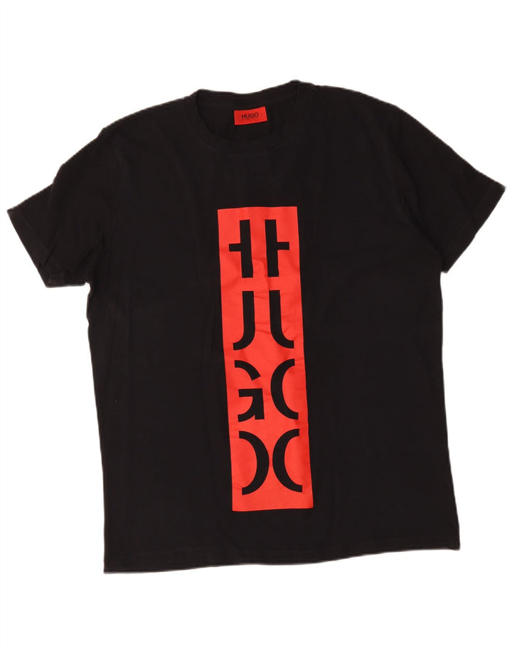 Hugo Boss Mens Graphic T-Shirt Top Large Black Colourblock