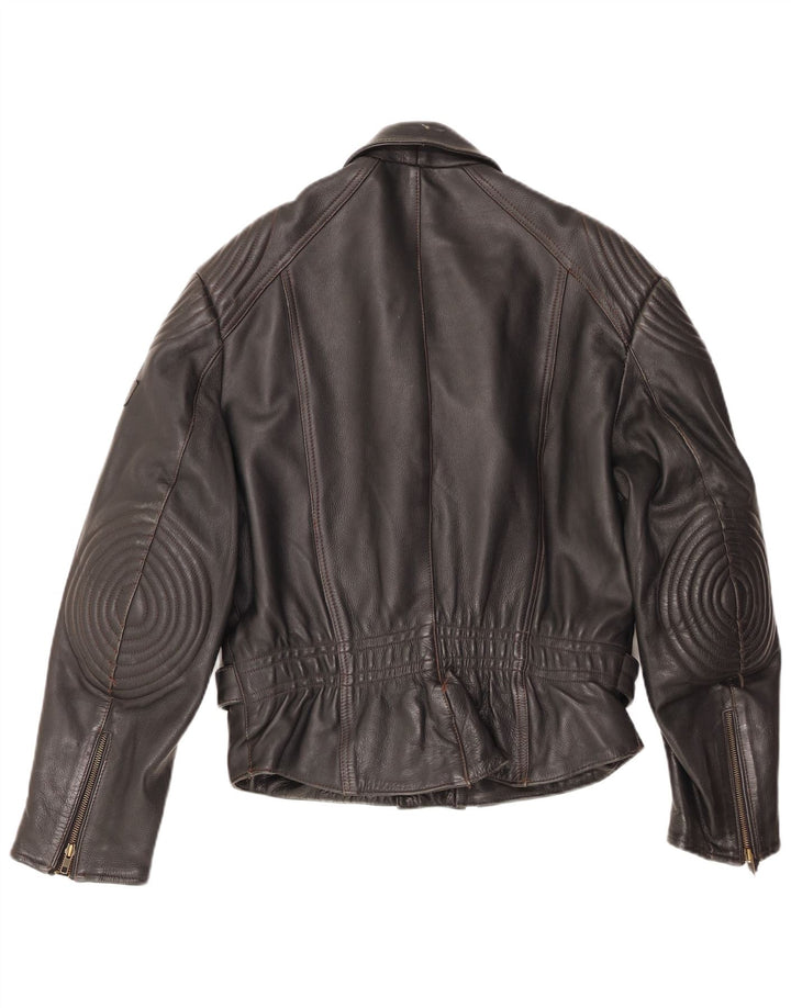 MQP Mens Motorcycle Leather Biker Jacket IT 52 XL Black