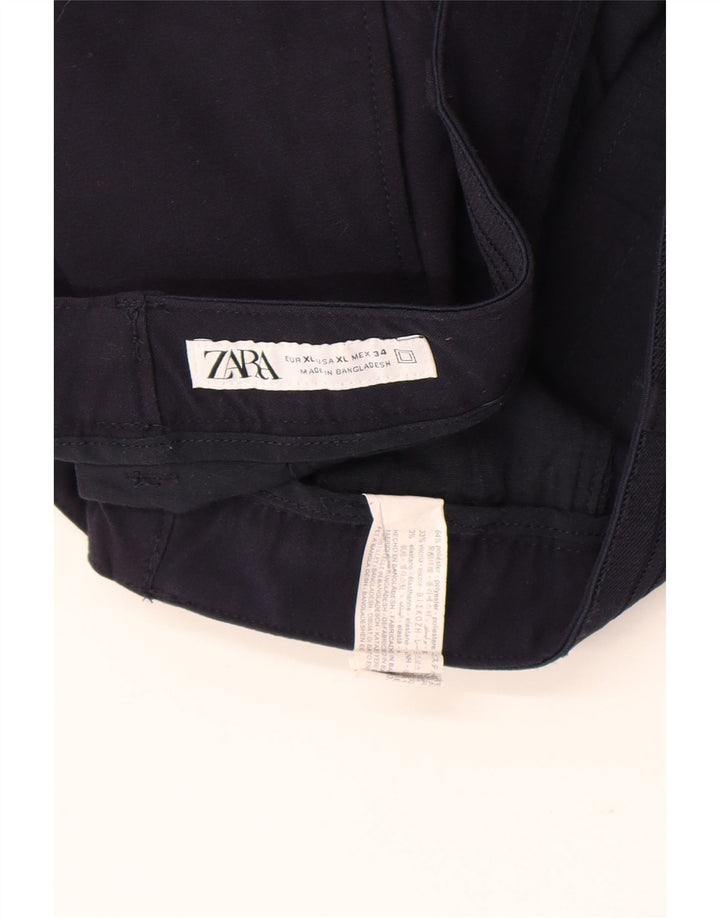 Zara Womens Slim Chino Trousers XL W34 L31 Navy Blue Polyester