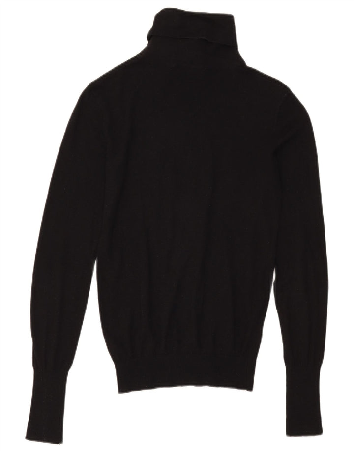 Zara Womens Roll Neck Jumper Sweater UK 10 Small Black Modal