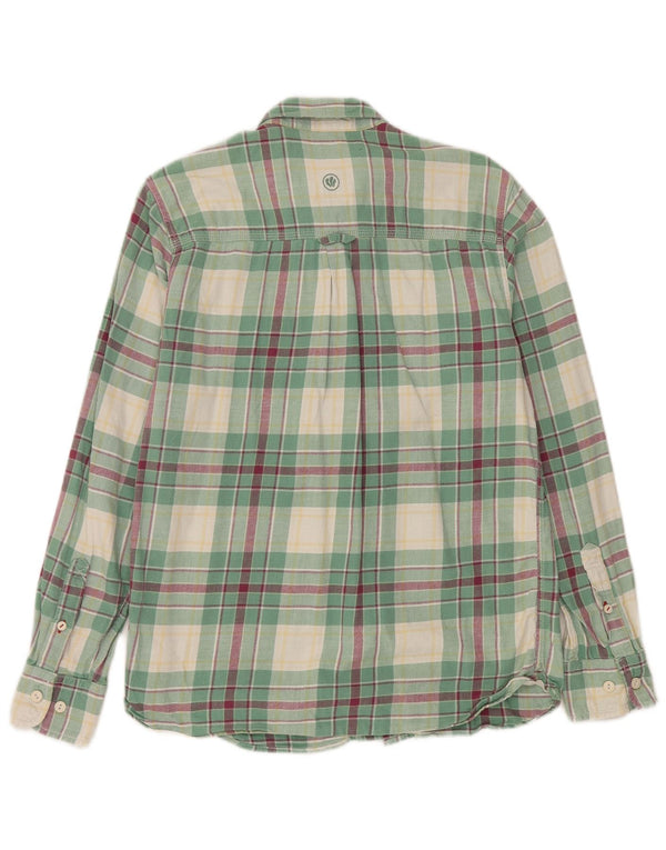 Fat Face Mens Flannel Shirt Small Green Plaid Cotton