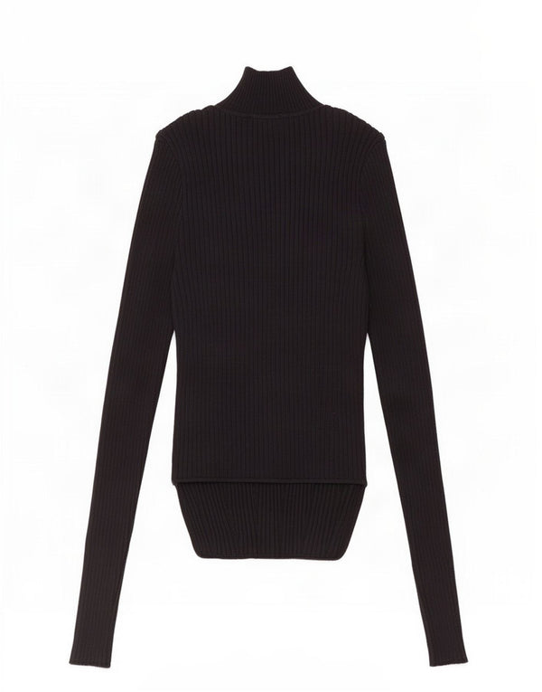 Zara Womens Crop Top Long Sleeve UK 8 Small Black Viscose