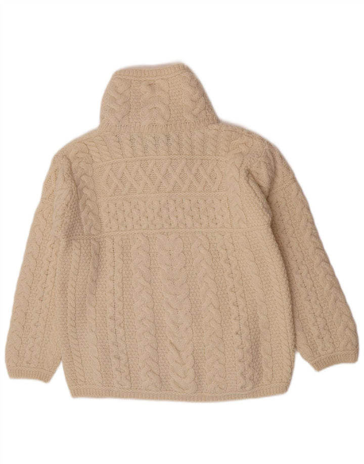 Aran Crafts Womens Full Zip Cardigan Sweater UK 16 Large Off White