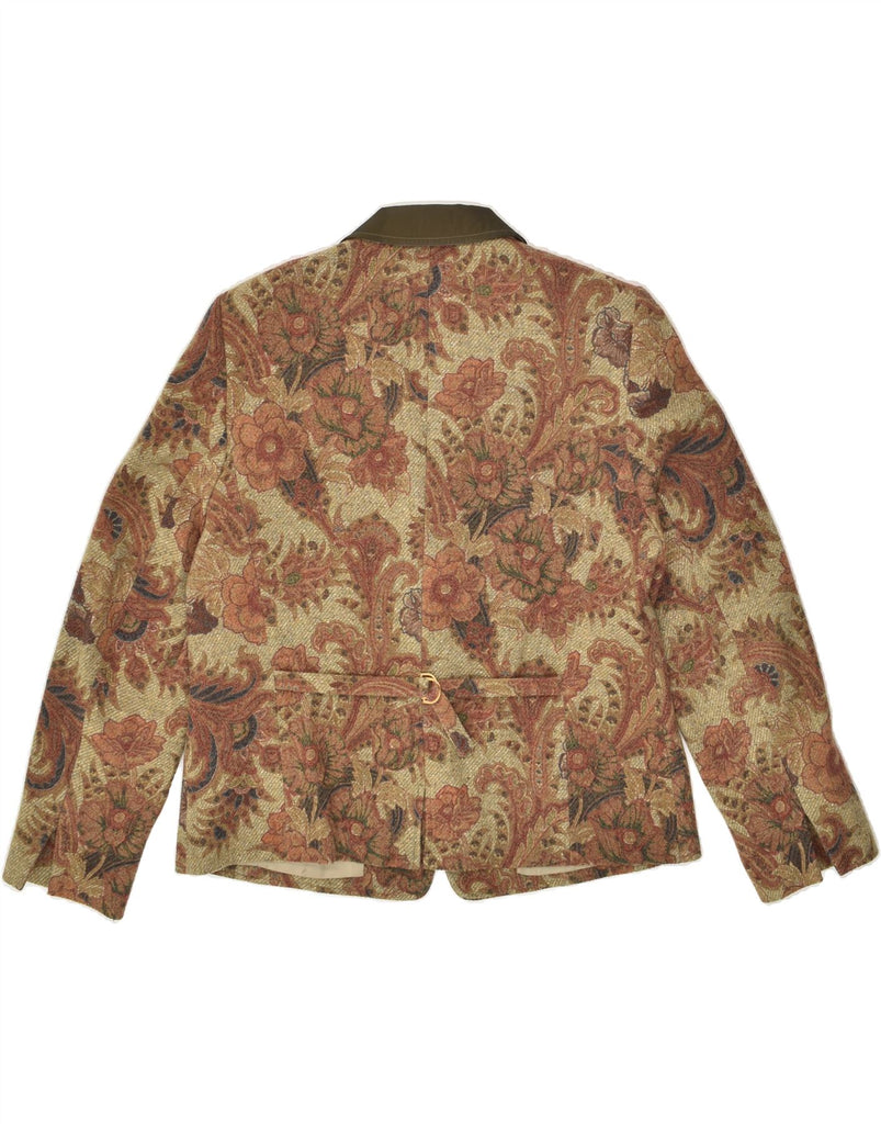 BASLER Womens 2 Button Blazer Jacket UK 16 Large  Khaki Floral Wool | Vintage Basler | Thrift | Second-Hand Basler | Used Clothing | Messina Hembry 