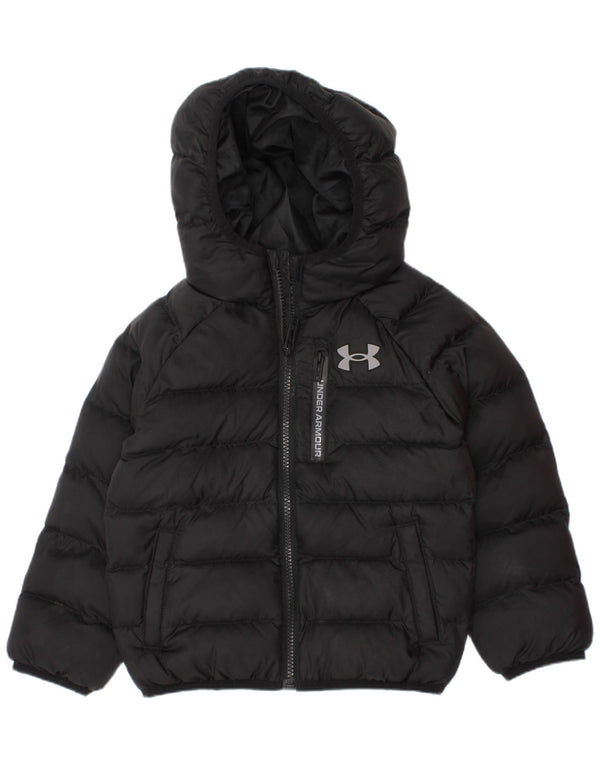 Under Armour Boys Hooded Padded Jacket 2-3 Years Black Polyester