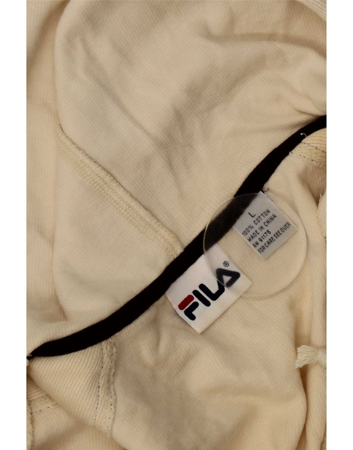 Fila Mens Hooded Top Long Sleeve Large Beige Cotton