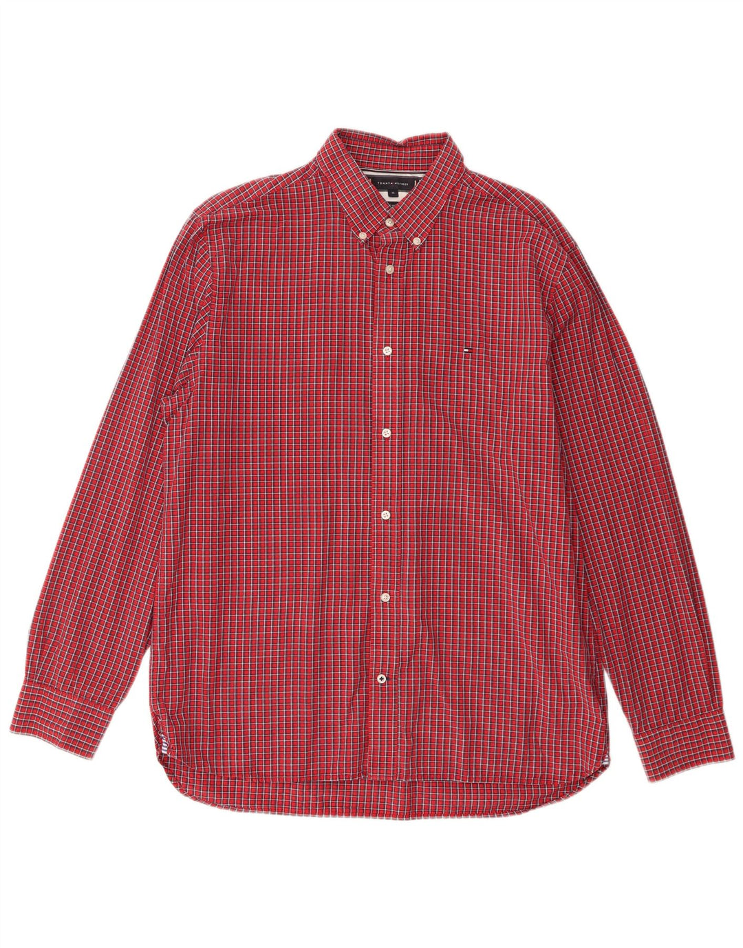 Tommy Hilfiger Mens Shirt XL Red Check Cotton