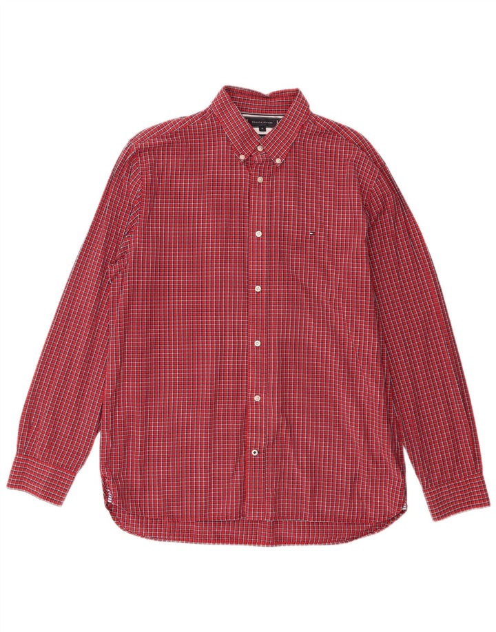 Tommy Hilfiger Mens Shirt XL Red Check Cotton