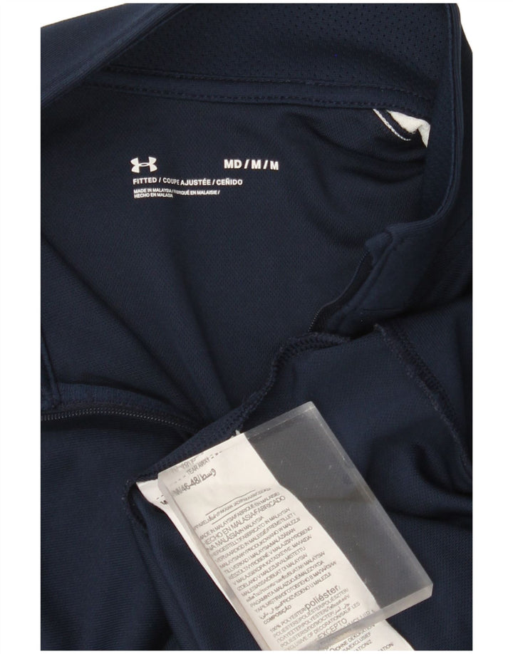 UNDER ARMOUR Mens Fitted Tracksuit Top Jacket Medium Navy Blue Colourblock