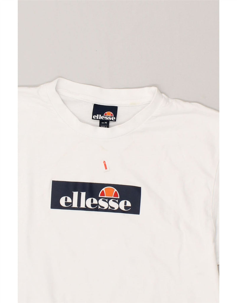 ELLESSE Mens Graphic T-Shirt Top Medium White Cotton | Vintage Ellesse | Thrift | Second-Hand Ellesse | Used Clothing | Messina Hembry 