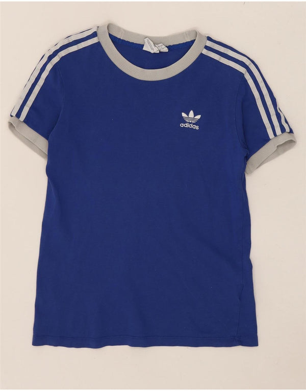 Adidas Womens T-Shirt Top UK 8 Small  Blue Cotton