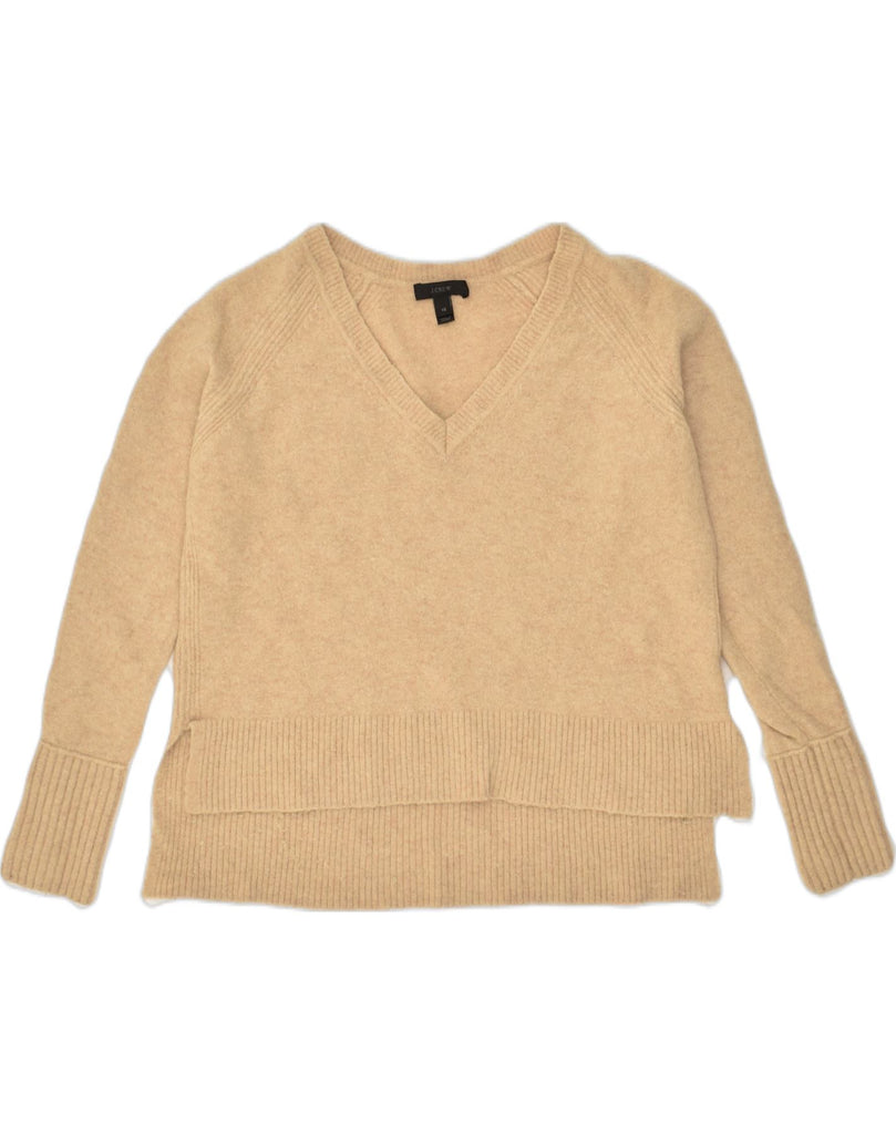 J. CREW Womens V-Neck Jumper Sweater UK 6 XS Beige Nylon | Vintage J. Crew | Thrift | Second-Hand J. Crew | Used Clothing | Messina Hembry 