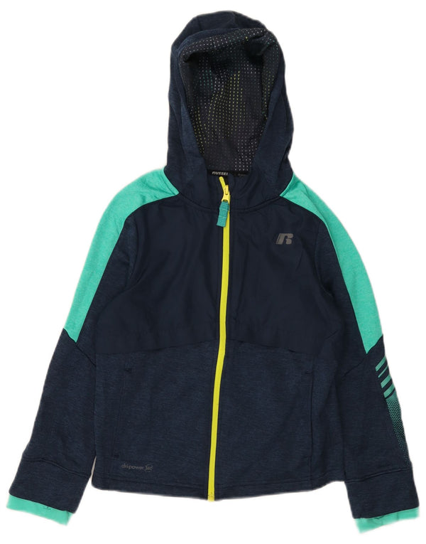 RUSSELL ATHLETIC Boys Tracksuit Top Jacket 7-8 Years Medium Navy Blue