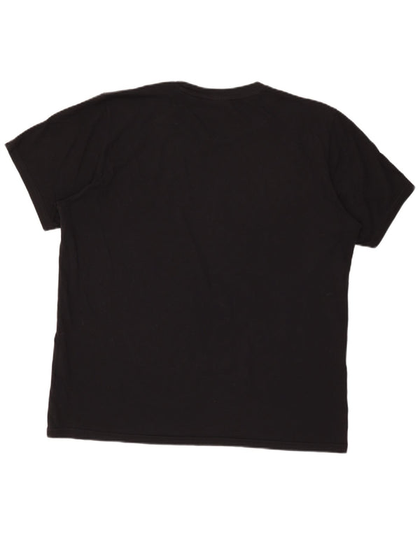 Champion Mens Graphic T-Shirt Top Medium Black Cotton