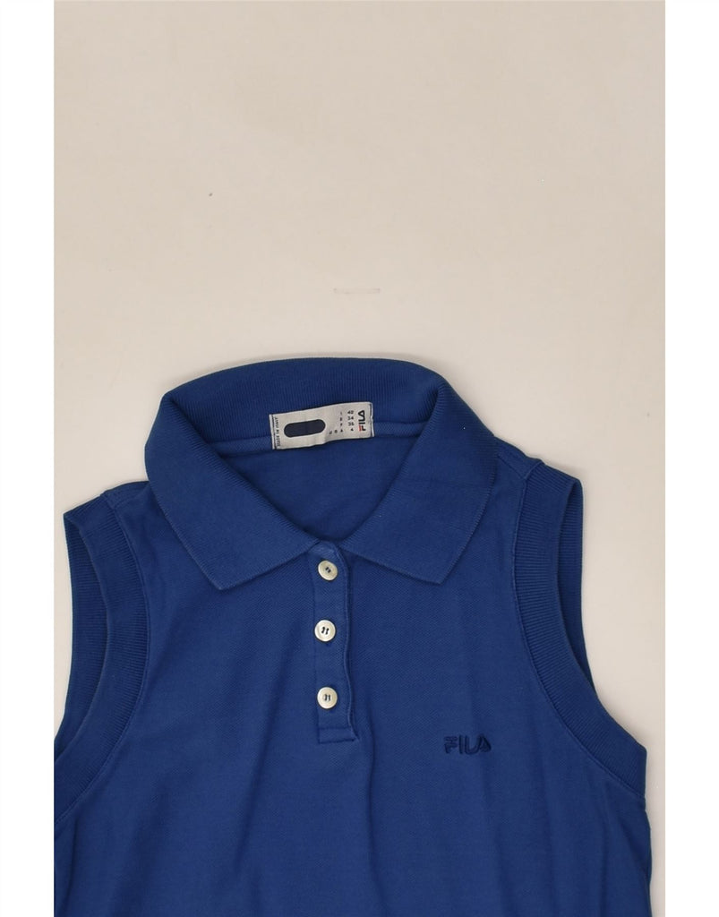 FILA Womens Sleeveless Polo Shirt EU 36 Small Blue Cotton | Vintage Fila | Thrift | Second-Hand Fila | Used Clothing | Messina Hembry 