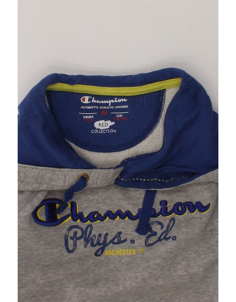 CHAMPION Boys Graphic Hoodie Jumper 9-10 Years Grey Cotton | Vintage Champion | Thrift | Second-Hand Champion | Used Clothing | Messina Hembry 