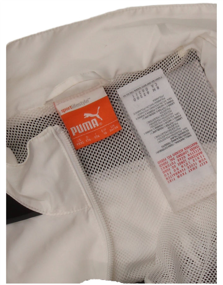 PUMA Boys Tracksuit Top Jacket 15-16 Years White Colourblock Polyester