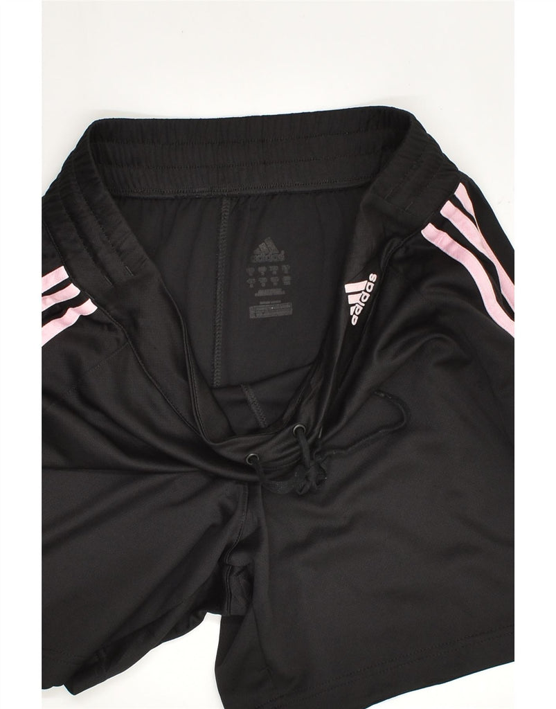 ADIDAS Womens Sport Shorts UK 14 Medium Black Polyester | Vintage Adidas | Thrift | Second-Hand Adidas | Used Clothing | Messina Hembry 