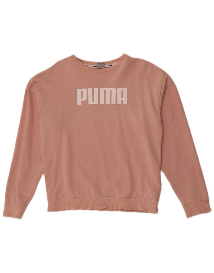 Puma Womens Graphic Oversized Sweatshirt Jumper UK 10 Small Pink Cotton