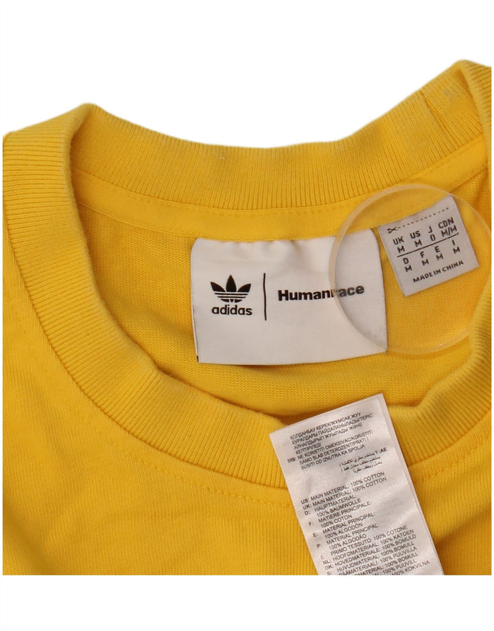 Adidas Mens Humanrace T-Shirt Top Medium Yellow Cotton