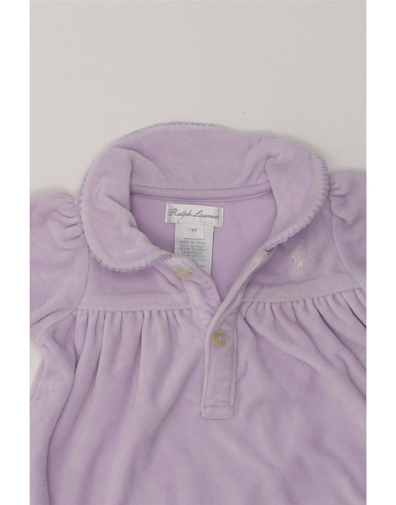 RALPH LAUREN Baby Girls Long Sleeve Polo Dress 0-3 Months Purple Cotton | Vintage Ralph Lauren | Thrift | Second-Hand Ralph Lauren | Used Clothing | Messina Hembry 